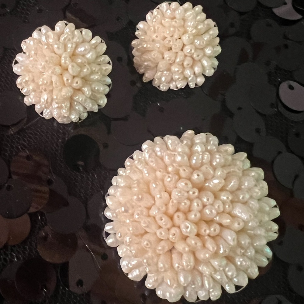Vintage Fresh Water Rice Pearl Cluster Flower set🌱